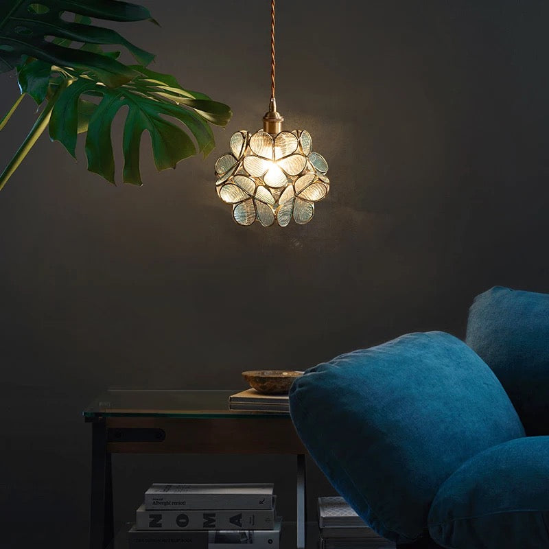 Floral Glass Pendant Light for Kitchen and Bedroom