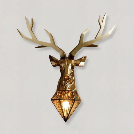 Gold resin antler wall lamp for hallway decor