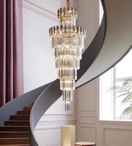 Crystal Tier Chandelier for Entryway Ceiling