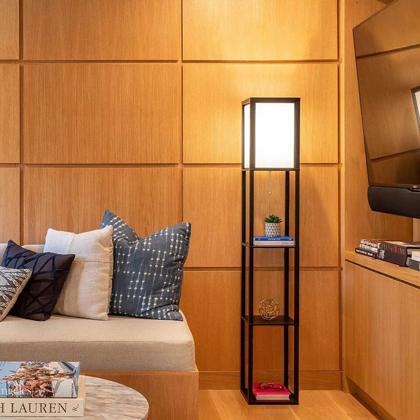 Floor Lamp with Shelves Pull-Down Chain Switch Detail