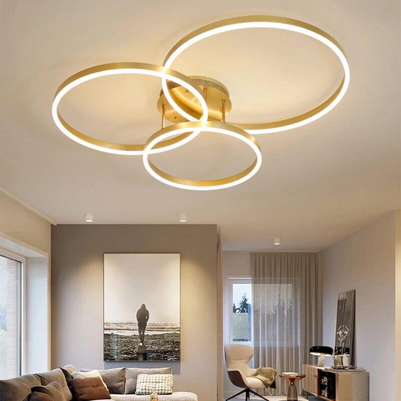 Gold Chandelier LED Ring Design for Living Room