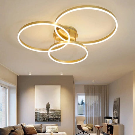 Averi Gold Chandelier LED Ring Design for Living Room