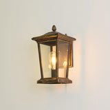 The antique bronze finish, lit, with gold highlights on the brown frame