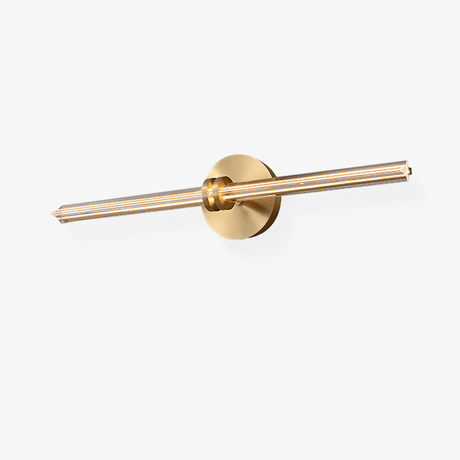 Slim glass rod crossing a round metal plate, the rod open at both ends