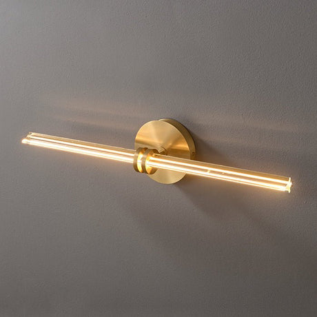The rod lit along its length, the filament line reading as one bright bar