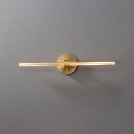 The rod and its round plate seen from the side, the glass clear of the wall
