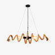 Coiled hemp rope chandelier with two exposed lamps at its middle