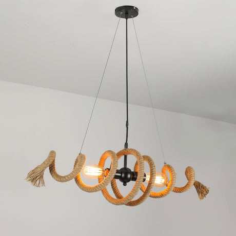 The fitting lit in a pale room, the rope coils glowing from within