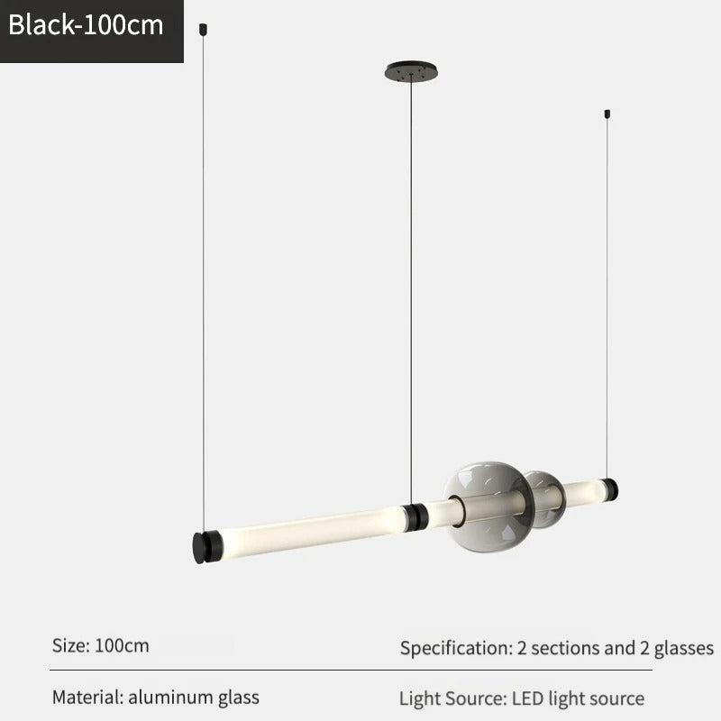The 100 cm black version shown with its two sections and two glass pieces