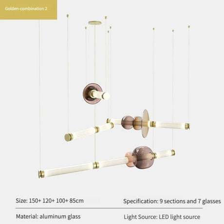 The second combination shown as four bars with nine sections and seven glass pieces