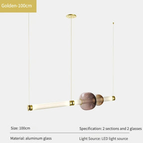 The 100 cm gold version shown with its two sections and two glass pieces