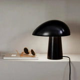 Metal and wood table lamp for living room