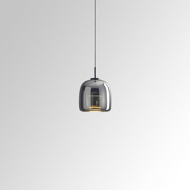 Tinted glass pendant light for compact spaces