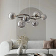 Glass orb chandelier with modern ceiling light fixture