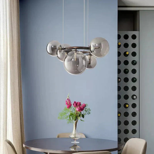chandelier close-up glass ball arrangement