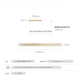 The 100 cm gold version drawn with its length and suspension marked