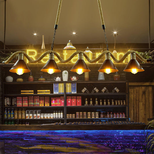 The five light wave lit down the length of a long bar counter