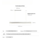 The 100 cm silver version drawn with its length and suspension marked