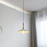 Pendant light with twisted fabric cable detail