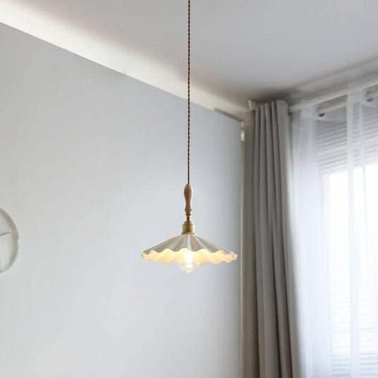 Pendant light with twisted fabric cable detail