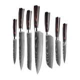 Rosewood Knife Set With Nakiri And Paring Knife For Kitchen Prep - OpalDwell