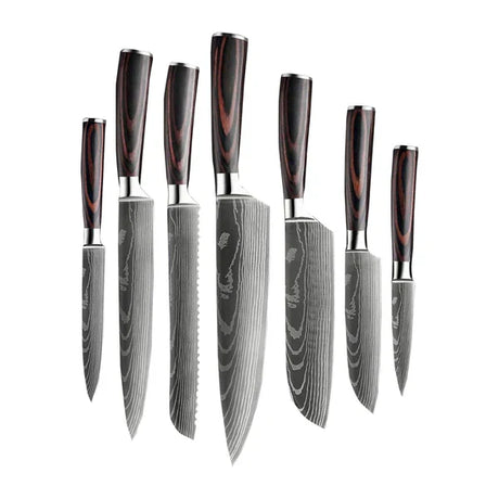 Rosewood Knife Set With Nakiri And Paring Knife For Kitchen Prep - OpalDwell