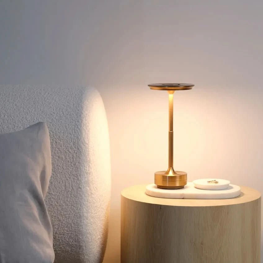 Rechargeable cordless LED table lamp with modern metal design