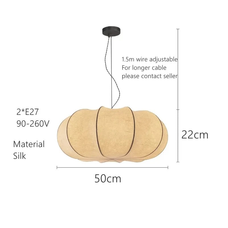 Dimension card for the 50 cm ribbed silk lantern
