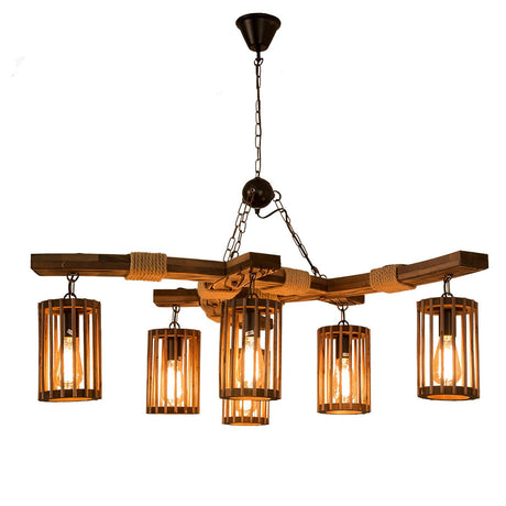 The three light version, one short beam with three wood lanterns