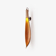 Tall wall sconce made from a dried cocoa leaf, lit from inside, with a jute wrapped top