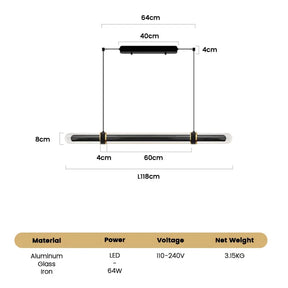 The 118 cm version drawn with its length and 1.5 m drop marked
