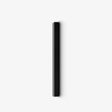 Slim black linear LED outdoor wall light, solar powered, the light edge along one side