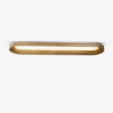 Linear flush mount ceiling light with a wood frame and acrylic diffuser, plain background