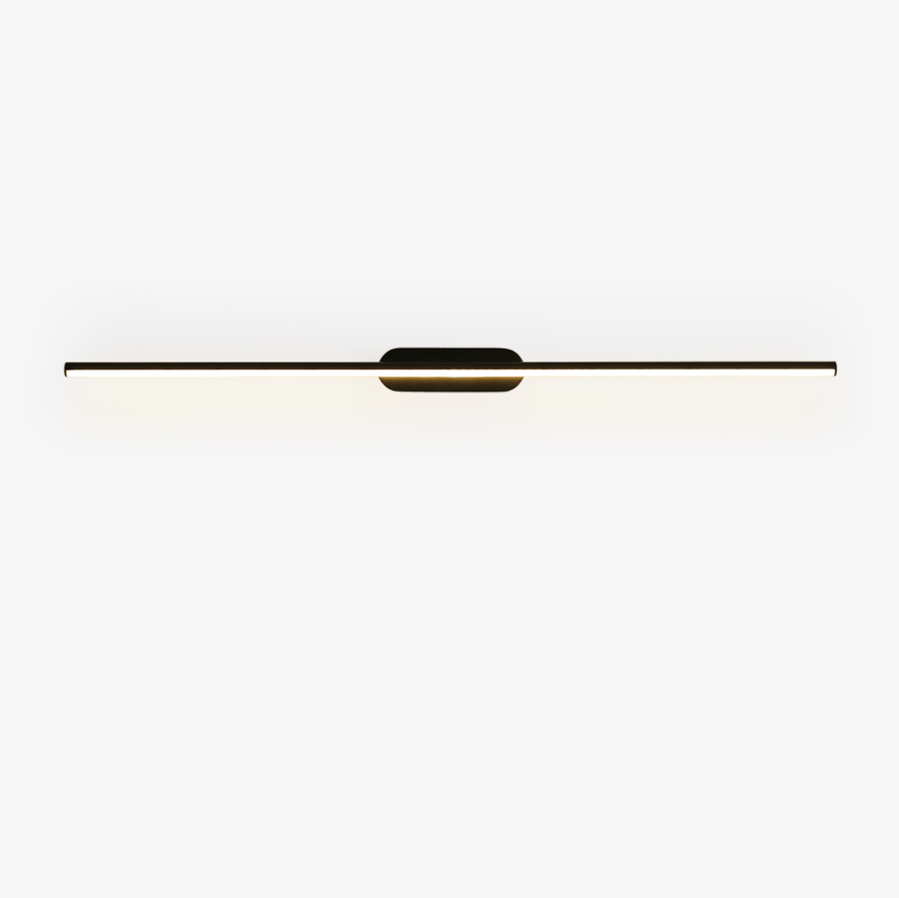 A very thin black rod crossing a small central hub, seen against a pale ground