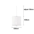 Dimension card for the 30 by 30 cm linen drum pendant light in white