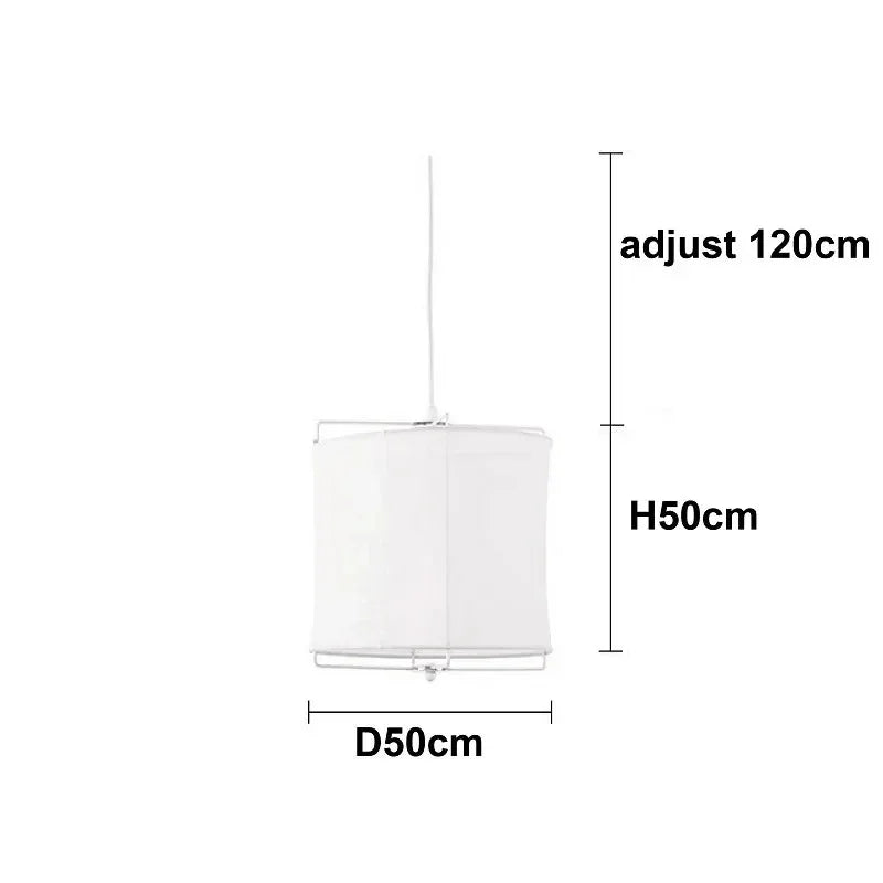 Dimension card for the 50 by 50 cm linen drum pendant light in white