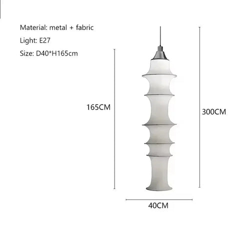 Dimension card for the 165 cm stacked silk hanging light