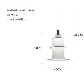 Dimension card for the 53 cm stacked silk hanging light