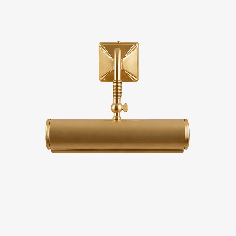 Short brass tube hung below a square backplate on a small pivot