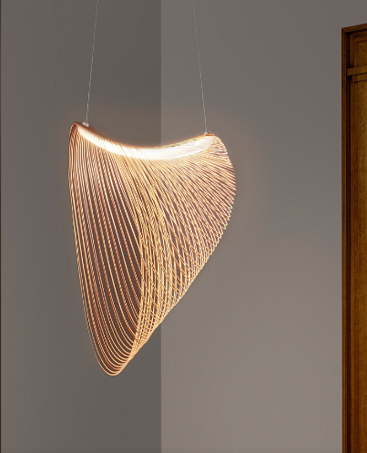 Birch Wood Pendant Light Cozy Living Area