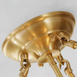 Close view of the brass ceiling plate and the arms that carry the drum
