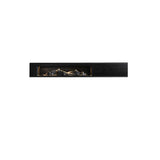 Black panel seen at an angle against a plain white ground