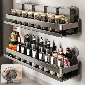 Vera Wall Mounted Suction Cup Spice Rack stainless steel - OpalDwell