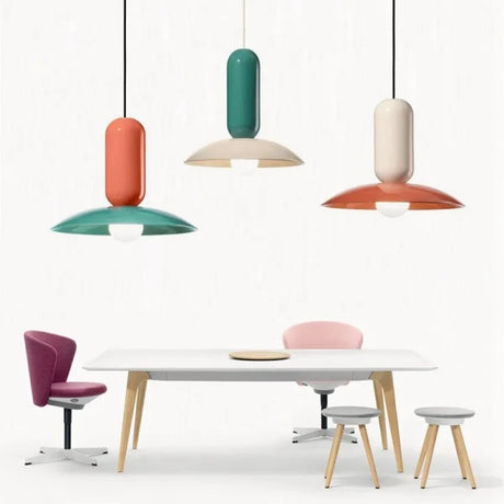 Colorful macaron-shaped pendant lamp for dining room