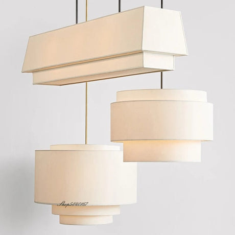 Liora Chandelier - Cloth Fabric Shade with Polished Chrome Frame