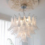 chrome crystal chandelier soft ambient glow for living room