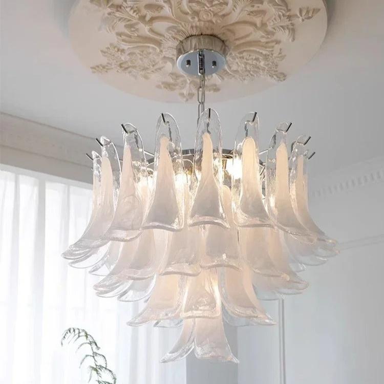 chrome crystal chandelier soft ambient glow for living room