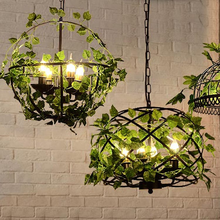 Black Iron Cage Chandelier for Dining Room