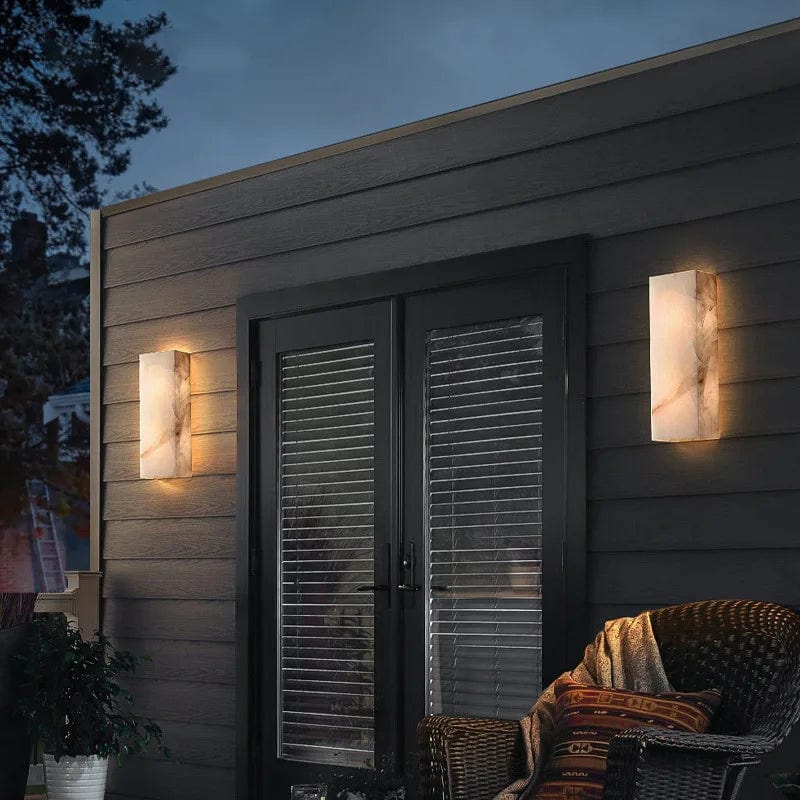 Weatherproof wall light for garden pathway