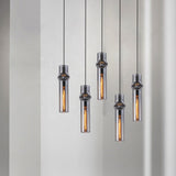 Ashen Flame Pendant Light with Smoke Gray Glass